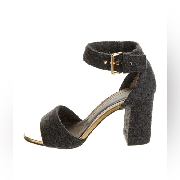 Marni Felt Wool Dark Grey Block Heel Sandals Size 37 - Picture 2 of 15